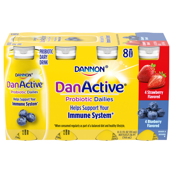 Dannon DanActive Probiotic Dailies Blueberry & Strawberry Yogurt Drink 8ct