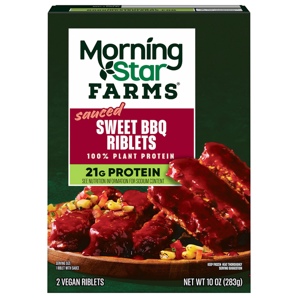 Morningstar Farms Plant-Based Sauced Sweet BBQ Riblets - 2 ct Frozen