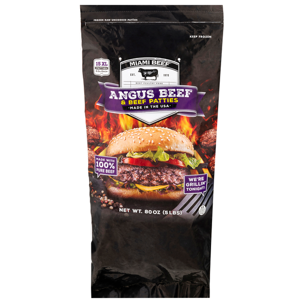 Miami Beef XL Angus Beef Patties - 15 ct Frozen