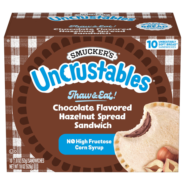 Smucker's Uncrustables Chocolate Flavored Hazelnut Spread Sandwich - 10 ct