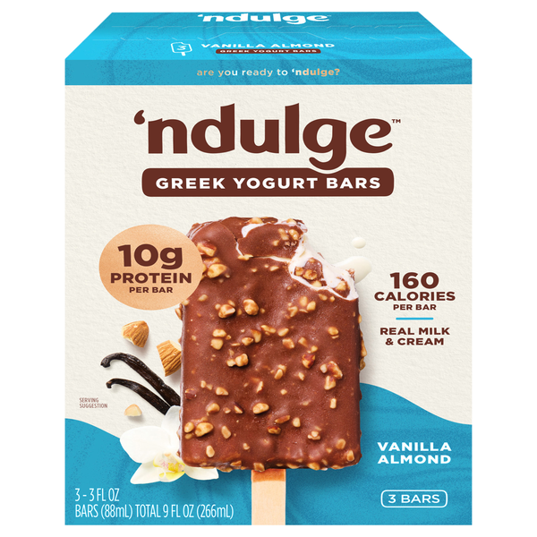 'Ndulge Vanilla Almond Protein Greek Yogurt Bars - 3 ct Frozen