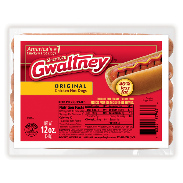 Gwaltney Original Chicken Hot Dogs - 8 ct