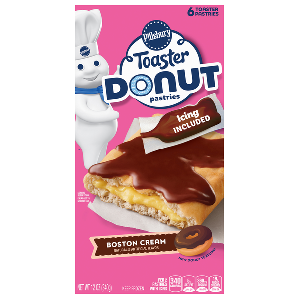 Pillsbury Boston Cream Toaster Donut Pastries - 6 ct Frozen