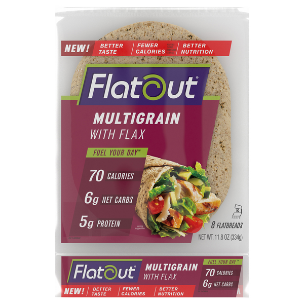 Save on Flatout Multigrain with Flax Flatbread Wraps 8 ct Order