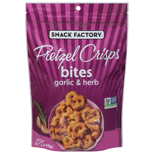 Save on Snack Factory Pretzel Crisps Bites Garlic & Herb Order Online Delivery MARTIN'S