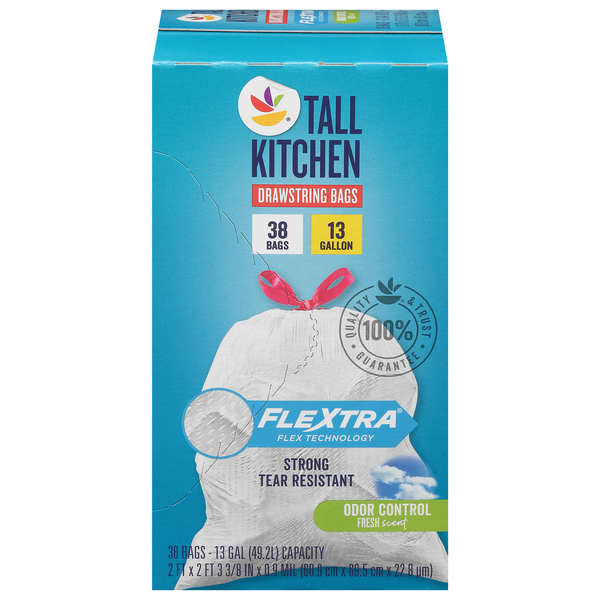 Our Brand Odor Control Kitchen Drawstring Tall Fresh Scent 13 Gallon
