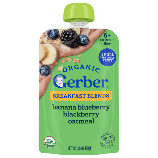 Gerber Organic 2nd Baby Food Banana Blueberry Blackberry Oatmeal