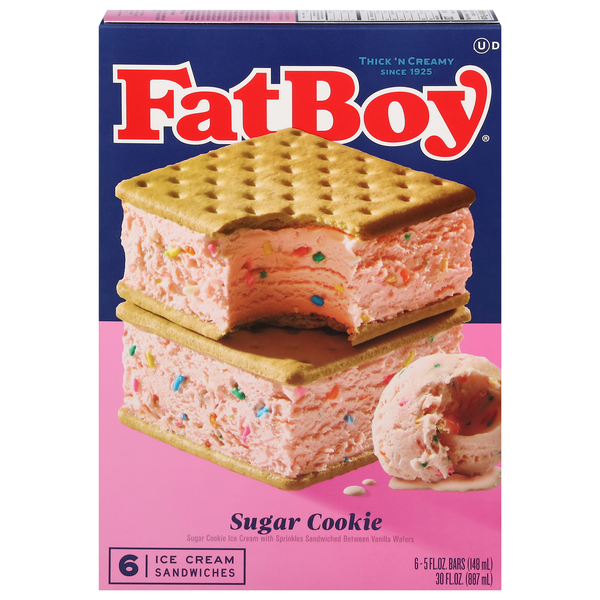 FatBoy Sugar Cookie Ice Cream Sandwiches - 6 ct