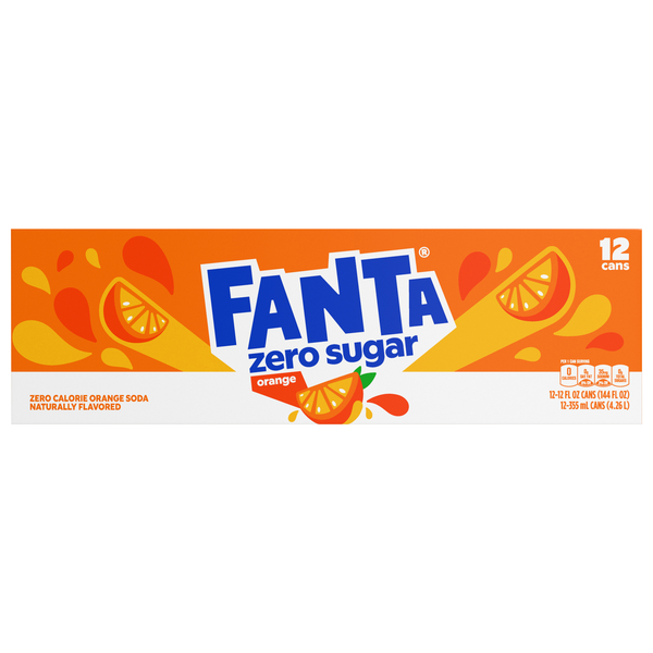 Fanta Zero Sugar Orange Soda Caffeine Free - 12 pk