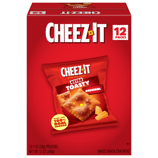 Cheez-It Extra Toasty Baked Cheese Crackers Packs - 12 ct