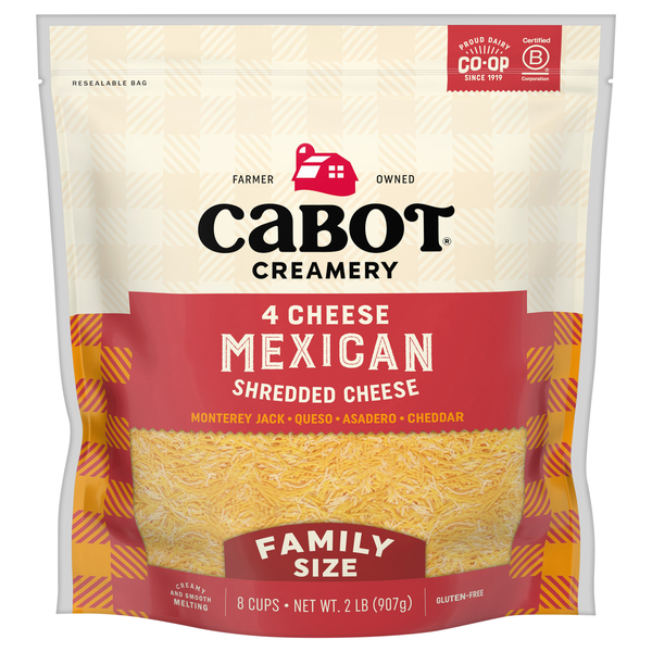 Cabot Shredded Mexican 4 Cheese Family Size