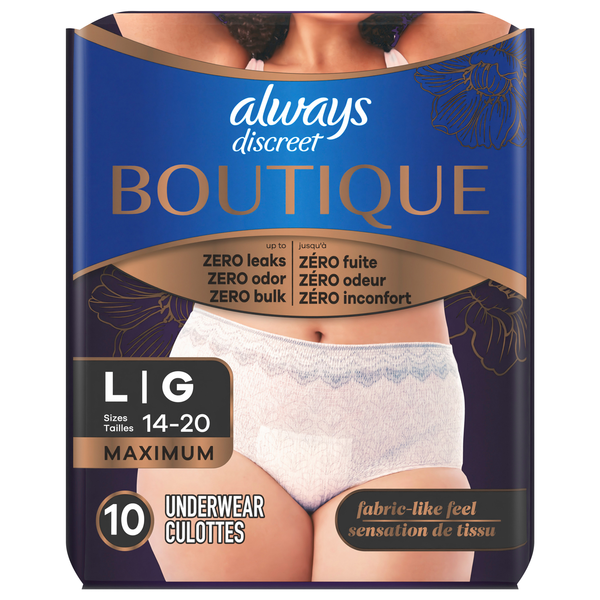 Always Discreet Boutique Women's Incontinence Underwear Maximum L