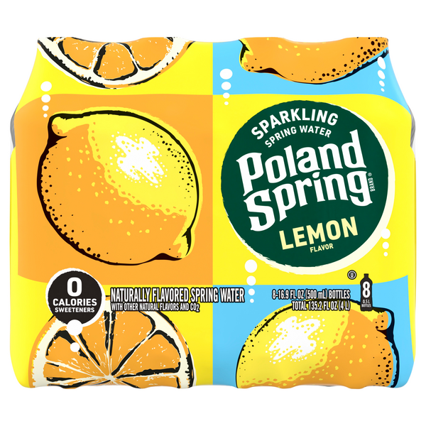 Poland Spring Lemon Sparkling Water - 8 pk