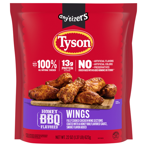 Tyson Any'tizers Honey BBQ Seasoned Bone-In Chicken Wings Frozen