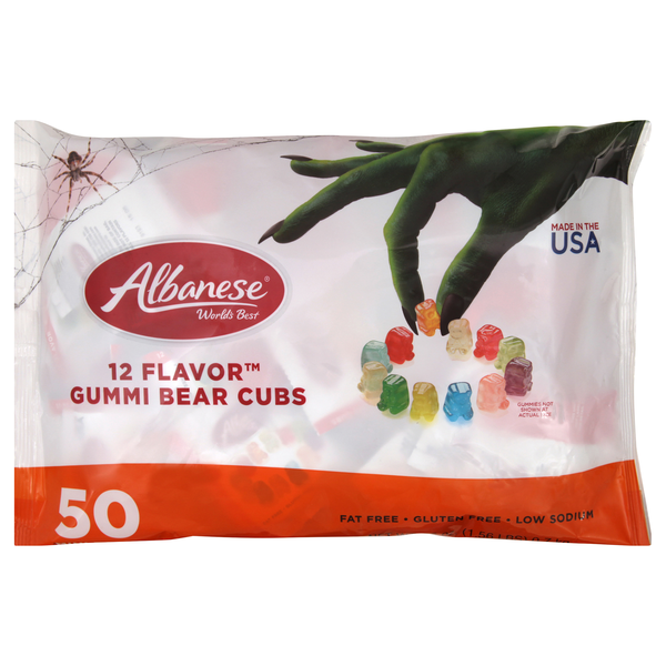 Albanese Gluten Free 12 Flavor Gummi Bear Cubs Halloween Candy - 50 ct