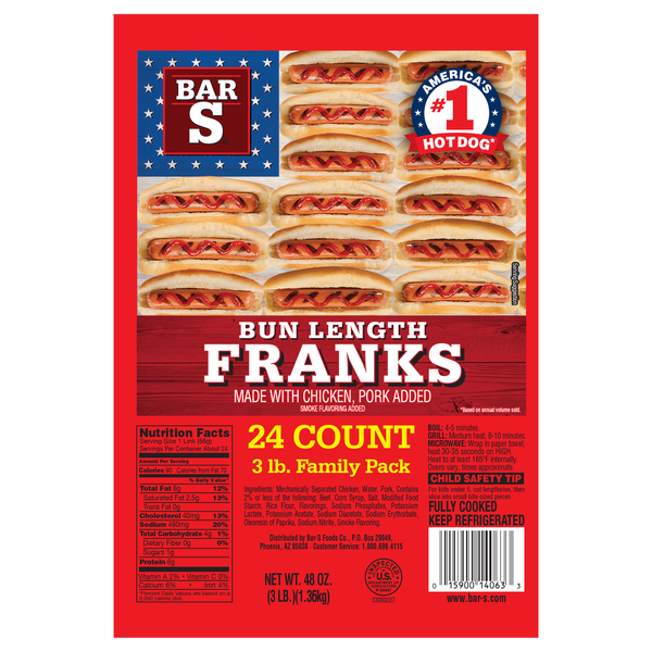 Bar-S Bun Length Franks Family Pack - 24 ct
