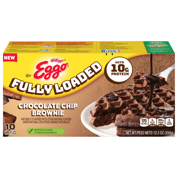 Save on Eggo Fully Loaded Chocolate Chip Brownie Protein Waffles 10