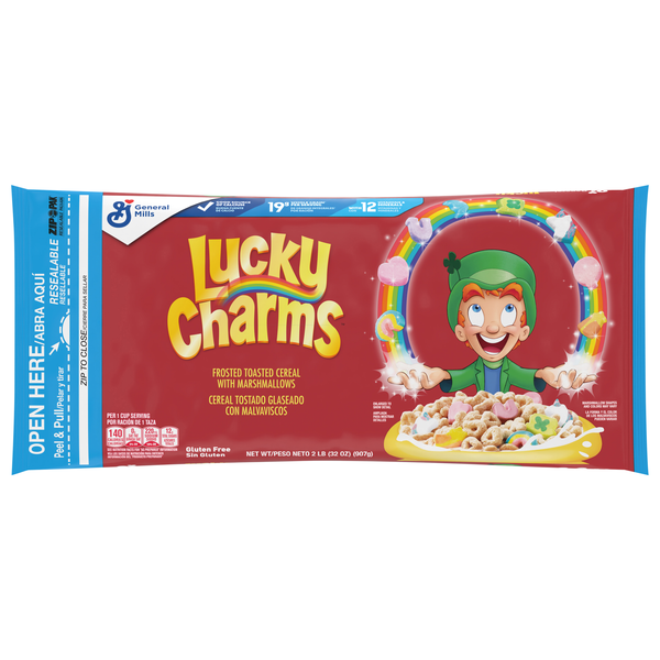 Lucky Charms Gluten Free Frosted Toasted Cereal Bag with Marshmallows