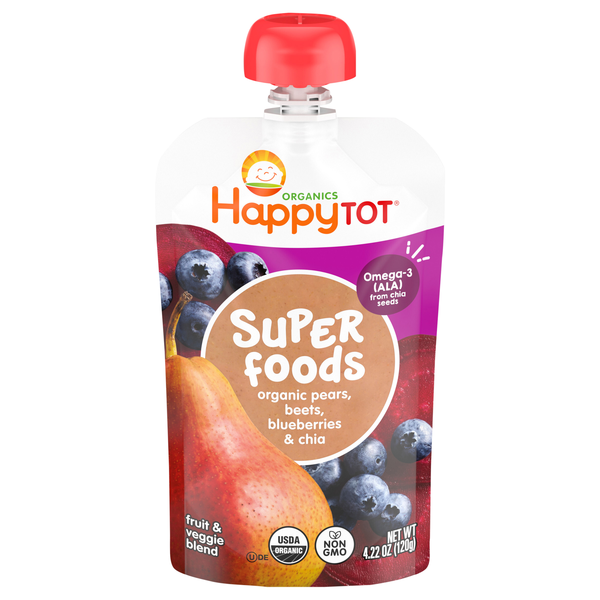 Happy Tot Organics Super Foods Pears Beets & Blueberries + Super Chia