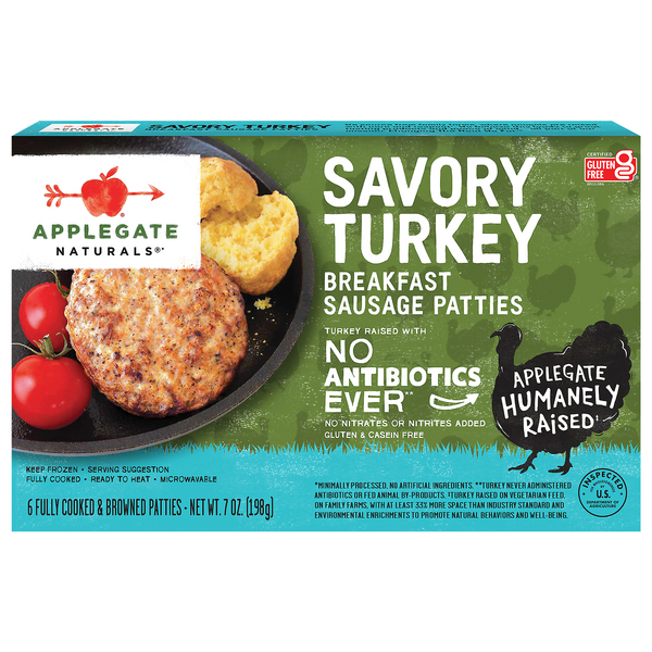 Save on Applegate Naturals Savory Turkey Breakfast Sausage Patties 6