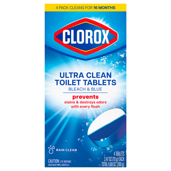 Clorox Bleach & Blue Rain Clean Toilet Tablets - 4 ct