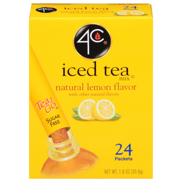 4C Sugar Free Lemon Flavor Iced Tea Mix Packets - 24 ct