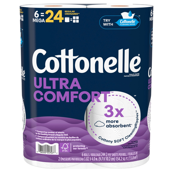 Cottonelle Ultra Comfort Mega Roll 2-Ply Toilet Paper Unscented - 6 ct