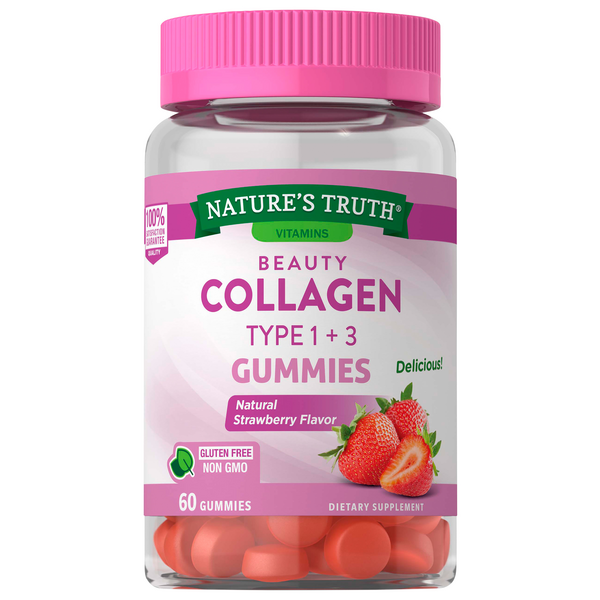 Save on Nature's Truth Beauty Collagen Types 1 + 3 Gummies Strawberry