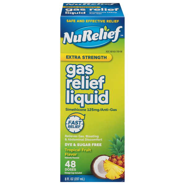 NuRelief Extra Strength Gas Relief Liquid Tropical Fruit