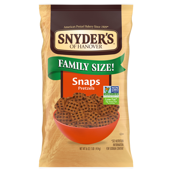 Snyder's of Hanover Low Fat Pretzel Snaps Family Size