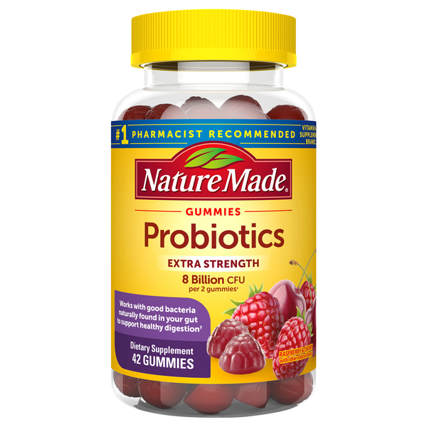 Nature Made Digestive Probiotics Adult Gummies Supplement Raspberry/Cherry