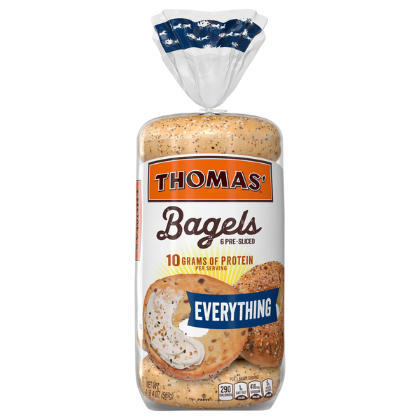 Thomas' Everything Pre-Sliced Bagels - 6 ct