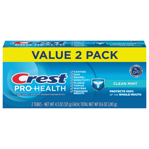 Crest Pro-Health Whitening Fluoride Gel Toothpaste Value Pack - 2 ct