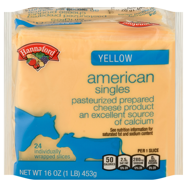 Hannaford Singles Yellow American Cheese Slices - 24 ct