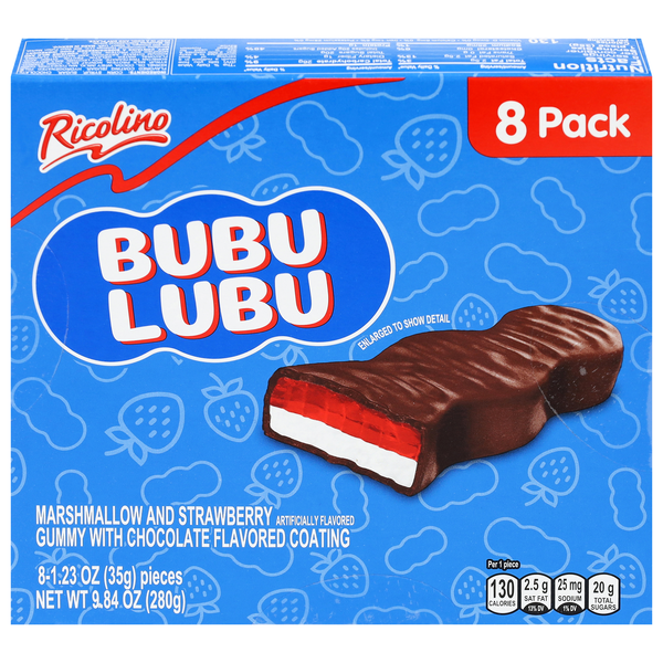 Ricolino Bubu Lubu Marshmallow & Strawberry Gummy Candy - 8 ct