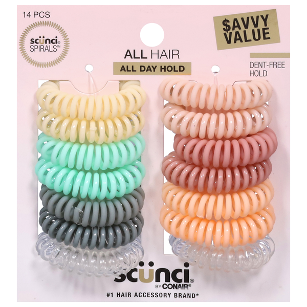 Scunci Matte/Solid Spirals Value Pack