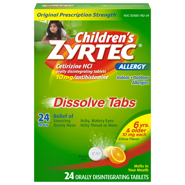 Zyrtec Children's Allergy Relief 10 mg Dissolve Tabs Citrus Flavor