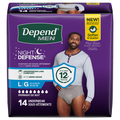 Depend Men's Fresh Protection Night Defense Incontinence Underwear L