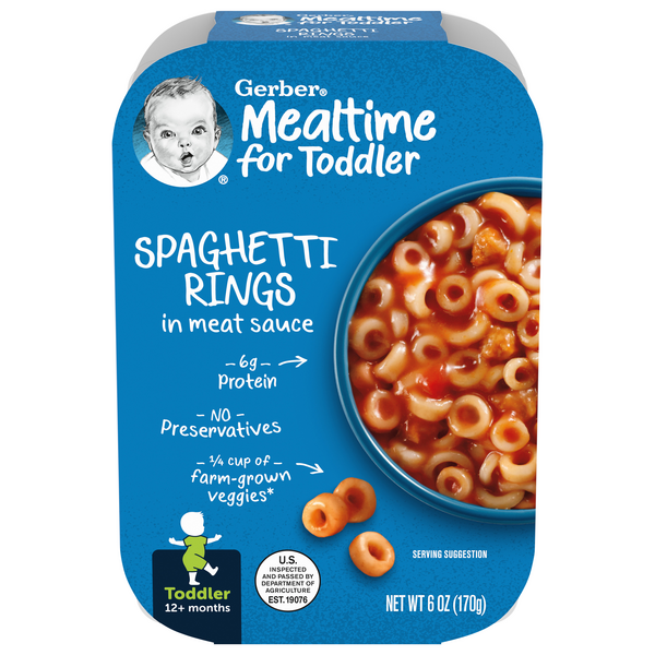 Gerber Mealtime Toddler Spaghetti Rings in Meat Sauce