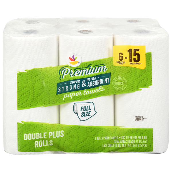 Store Brand White Double Plus Rolls 2-Ply Paper Towels - 15 ct