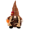 Smart Living Harvest Gnome Decor Brown Plaid