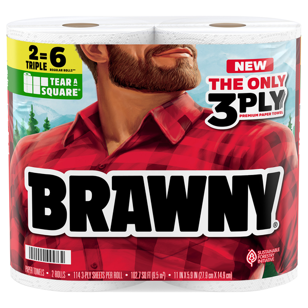 Brawny Tear-A-Square Triple Rolls 3-Ply Paper Towels