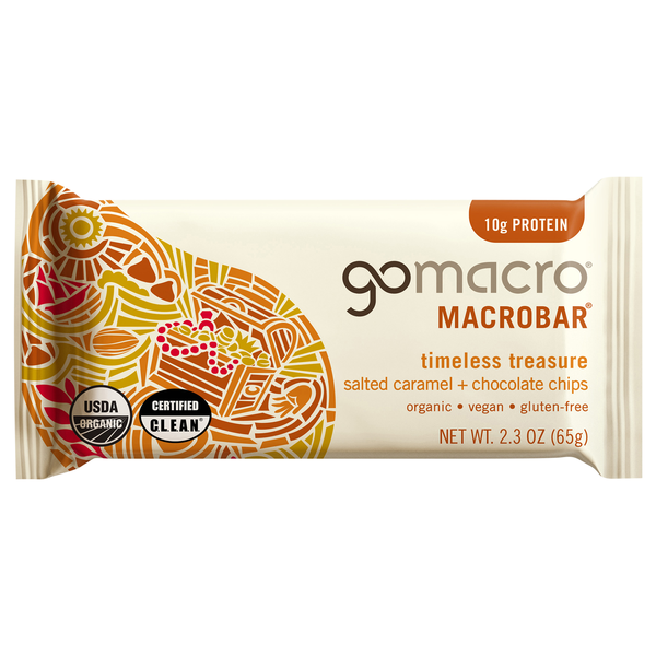 GoMacro Organic Gluten Free Salted Caramel Choc Chips 11g Protein MacroBar
