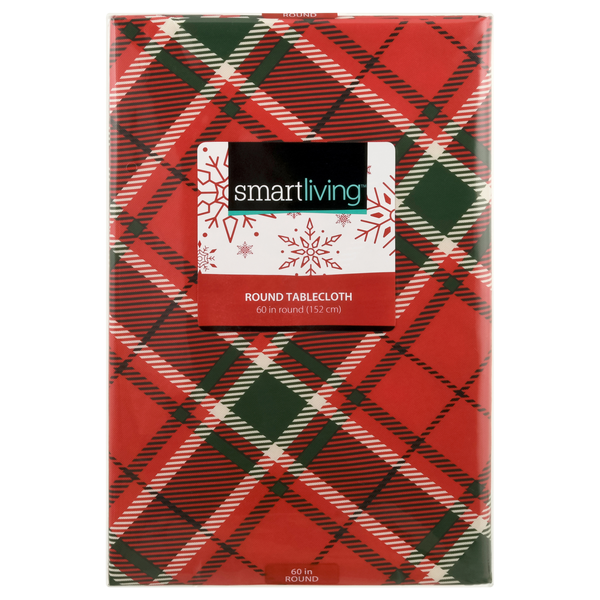 Smart Living Christmas Round Tablecloth Plaid 60 Inch