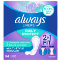 Always Daily Protect Multi-Style Regular Length Unscented Panty Liners