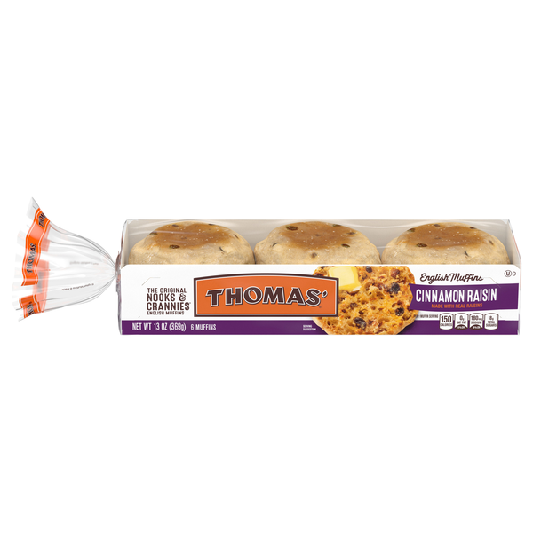 Save on Thomas' Cinnamon Raisin English Muffins 6 ct Order Online Delivery Food Lion