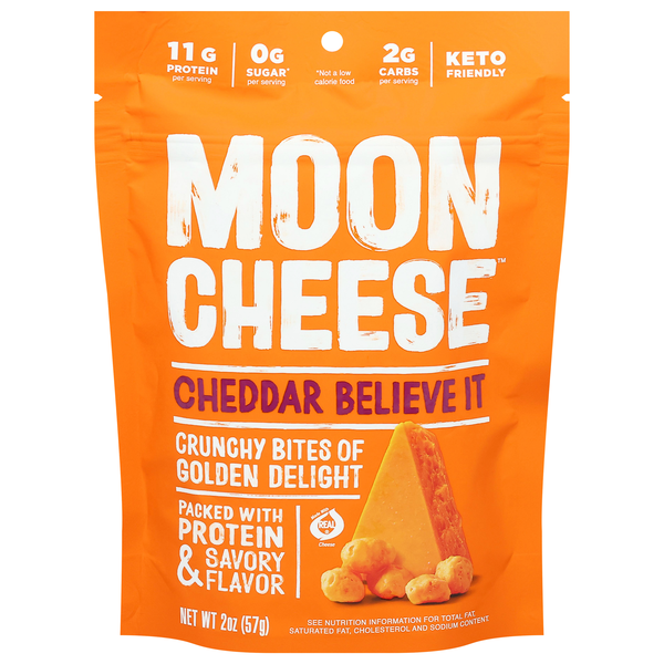 Moon Cheese Cheddar Believe It Snack
