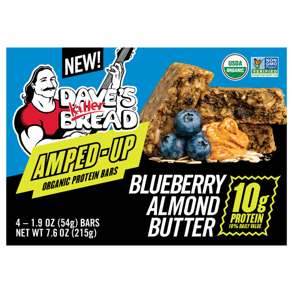 Dave's Killer Bread Organic Blueberry Almond Butter 10g Protein Bars 4 ct
