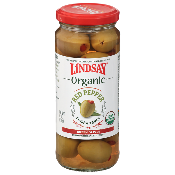 Lindsay Organic Red Pepper Green Olives