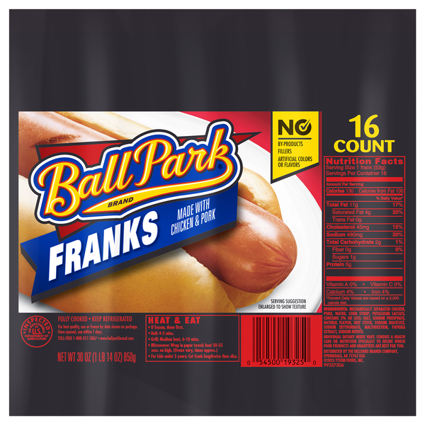Ball Park Chicken & Pork Franks - 16 ct